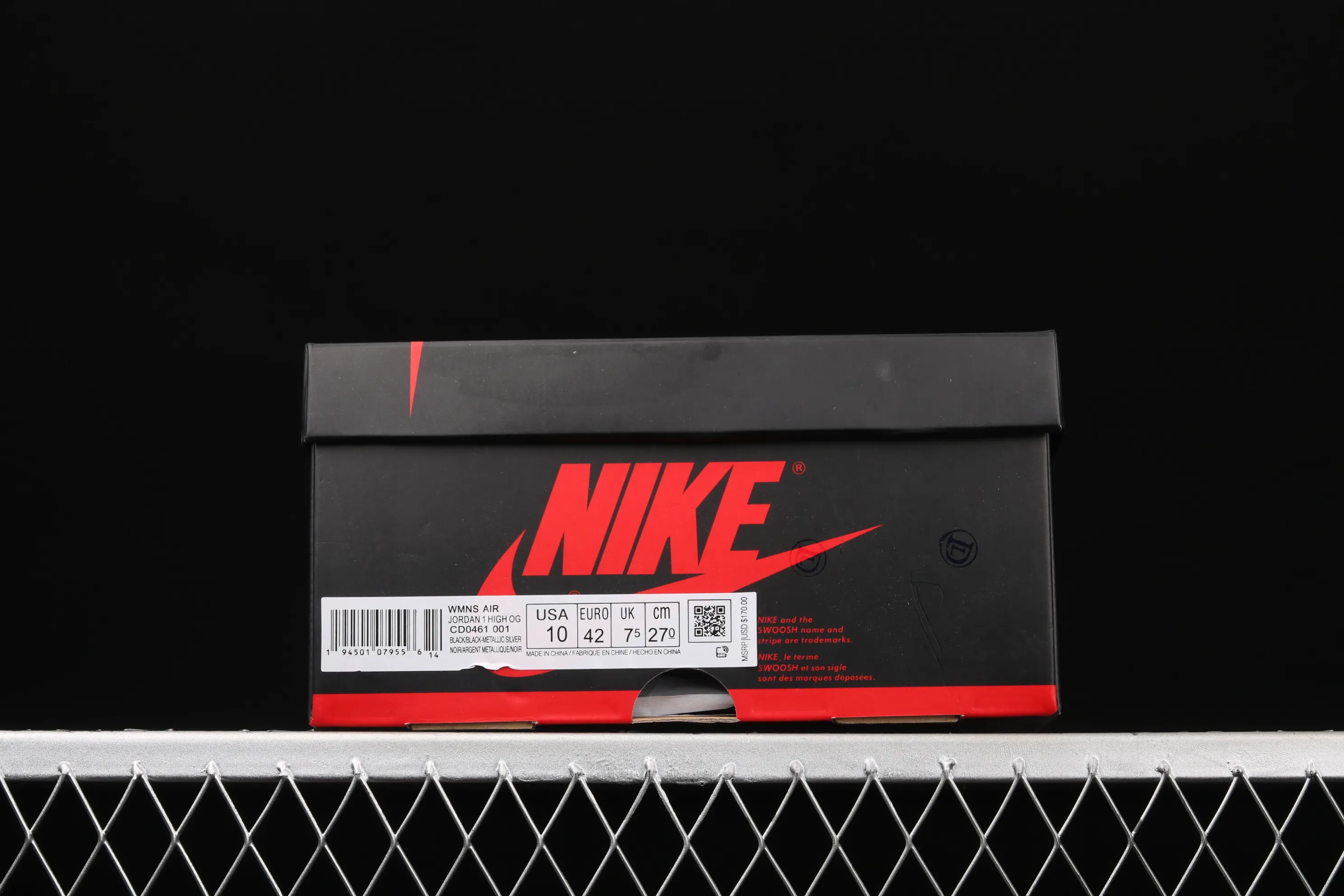 All categories Air Jordan Jordan series basketball shoes Air Jordan 1 High Air Jordan 1 High OG Wmns "Silver Toe" AJ1 Joe 1 metallic black silver silver toe CD0461-001